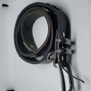 Black leather and stars mens belt